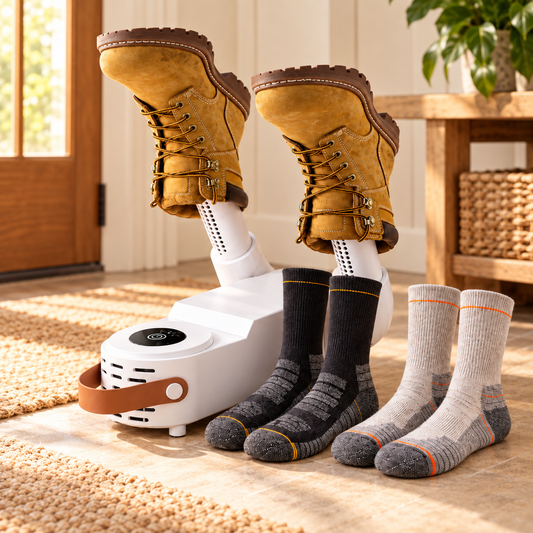 Norven Boot Dryer bundle with work boots and moisture-wicking socks